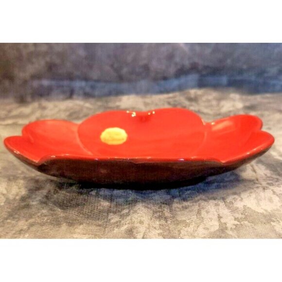 Vintage Orange Brown Frankhoma Dogwood Flower Dish #204 - Picture 3 of 4